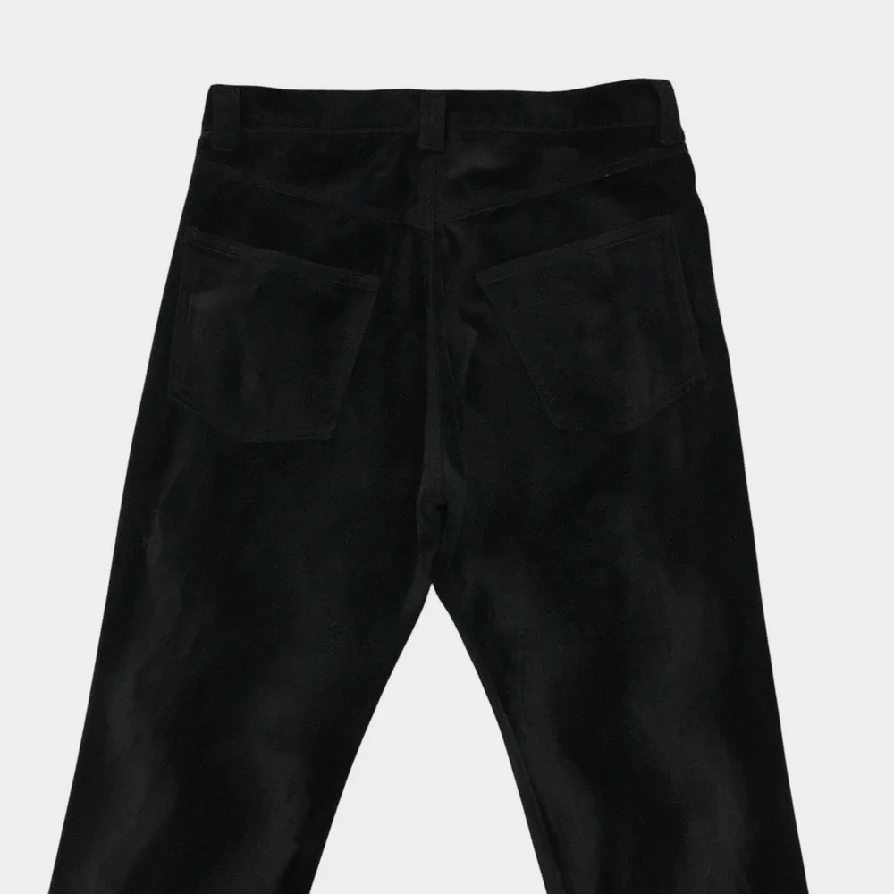 VINTAGE Panno d'or Mens Black Faux Fur Velvet Pants USA Made Straight Leg 32x33